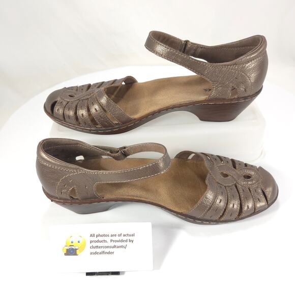 Clarks Strappy Slip On Casual Block Heel Loafer Womens Size 8 26069523 Brown - Picture 4 of 9